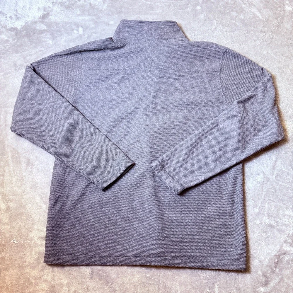 The North Face Mens L Gray Textured Fleece Quarter Zip Pullover